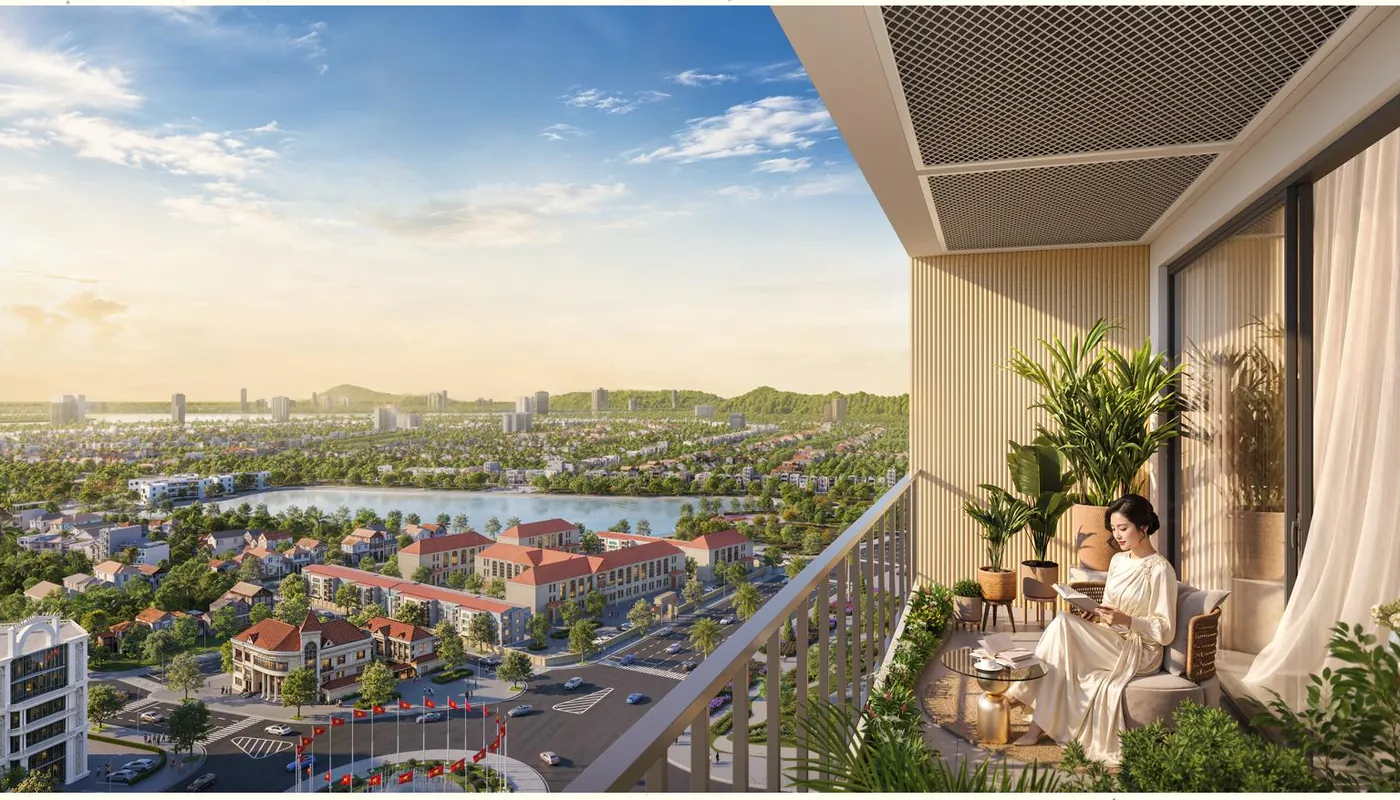 View hồ từ ban công Sun Trường Vinh